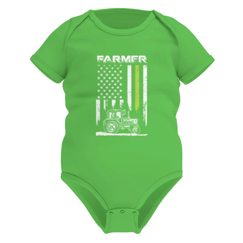 Farmer Tractor Patriotic American Flag - Infant Fine Jersey Bodysuit