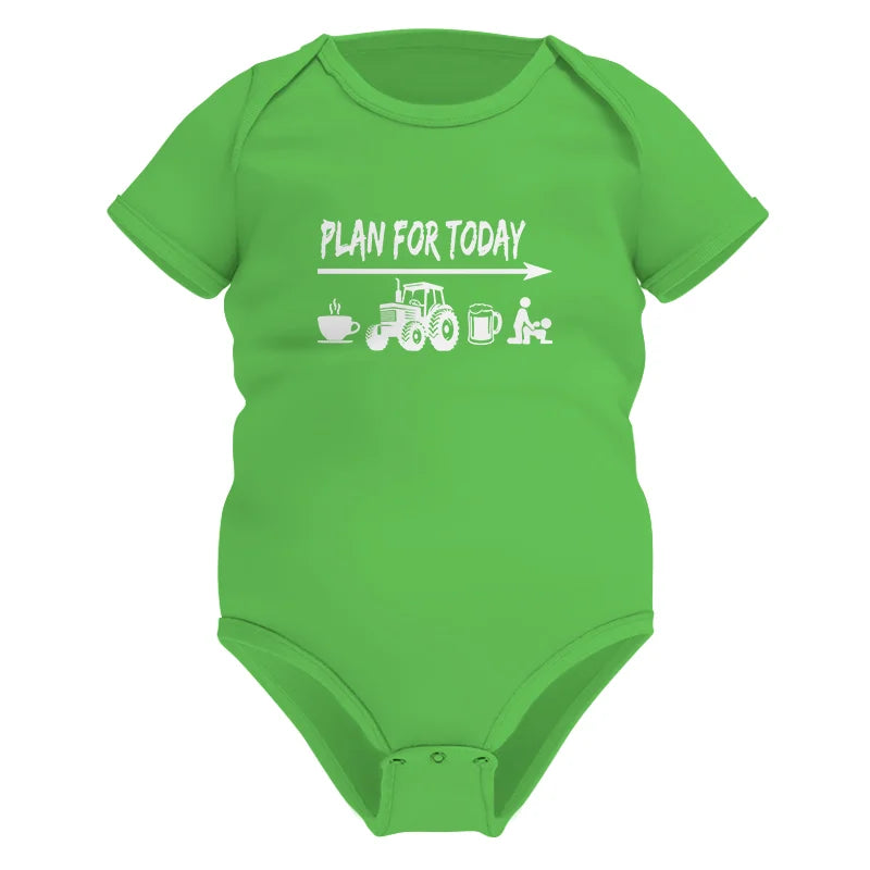 Funny Farmer Plan For Today Coffee Tractor Beer Bed - Infant Fine Jersey Bodysuit