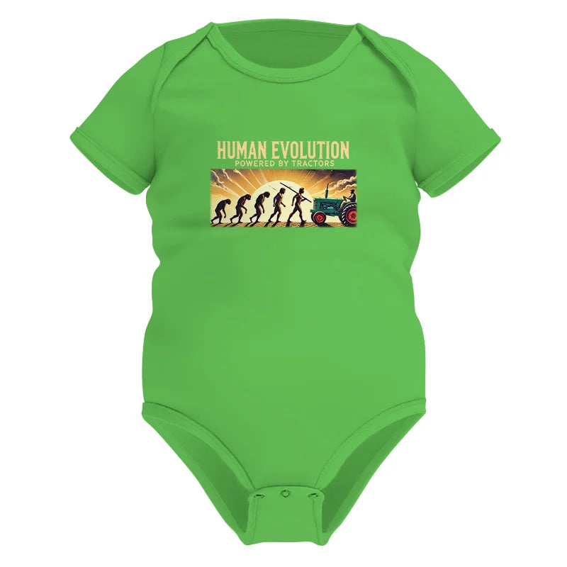 Human Evolution Powered By Tractors - Infant Fine Jersey Bodysuit