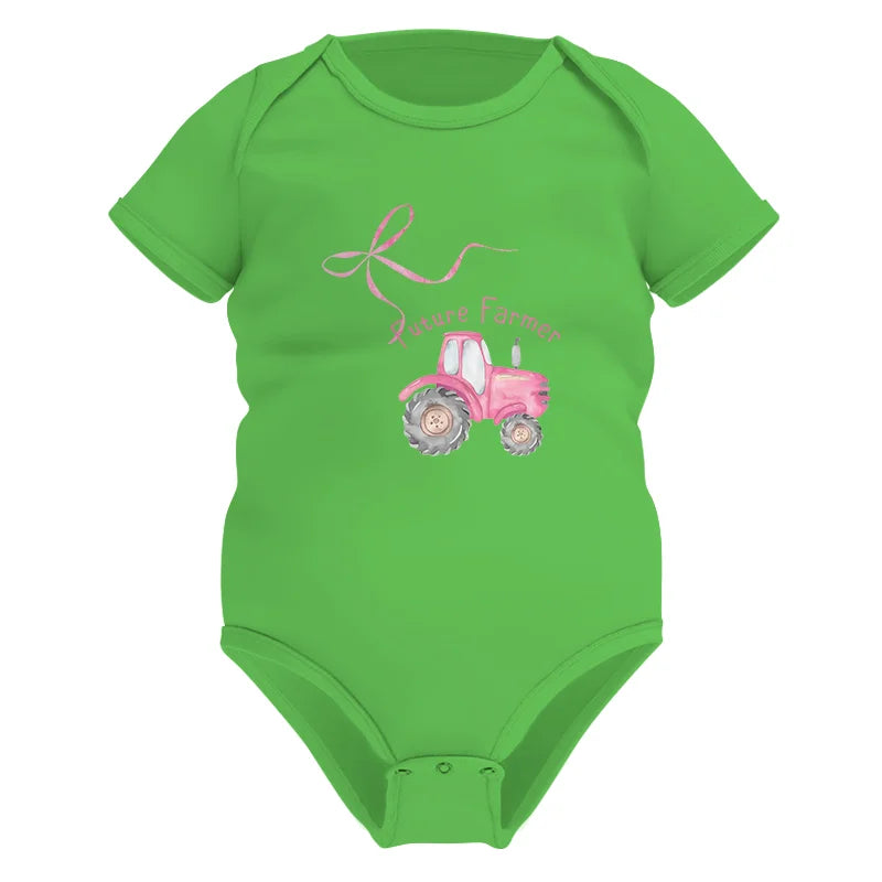 Pink Bow Cute Tractor - Infant Fine Jersey Bodysuit