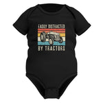 Easily Distracted By Tractors Vintage Design - Infant Fine Jersey Bodysuit