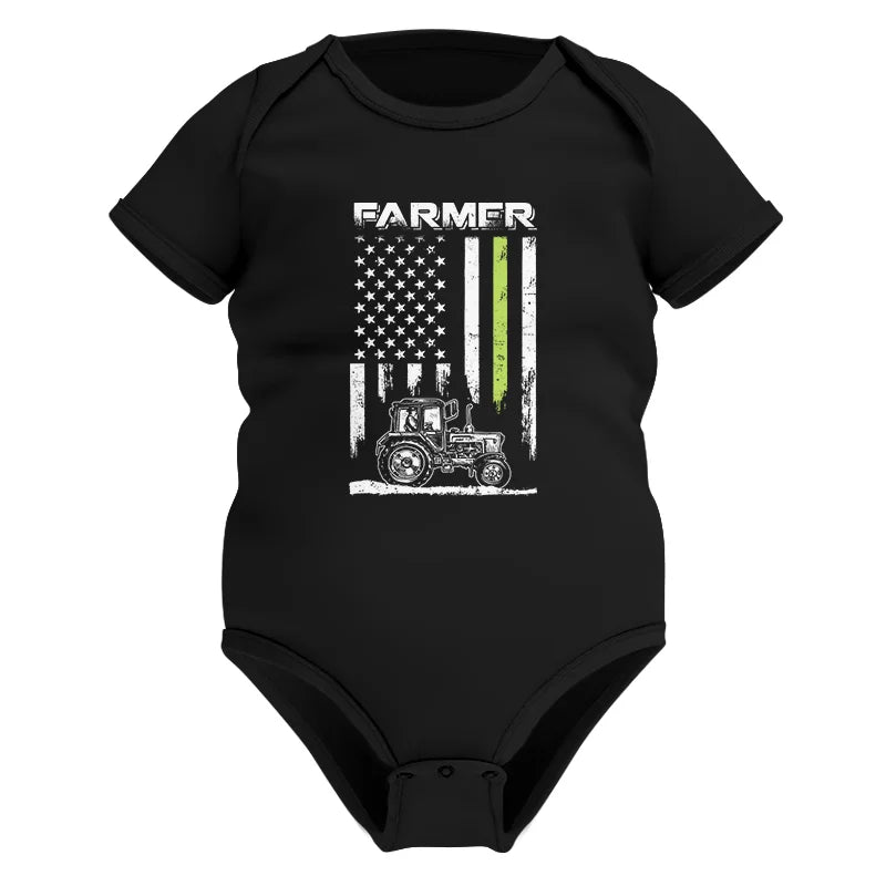 Farmer Tractor Patriotic American Flag - Infant Fine Jersey Bodysuit