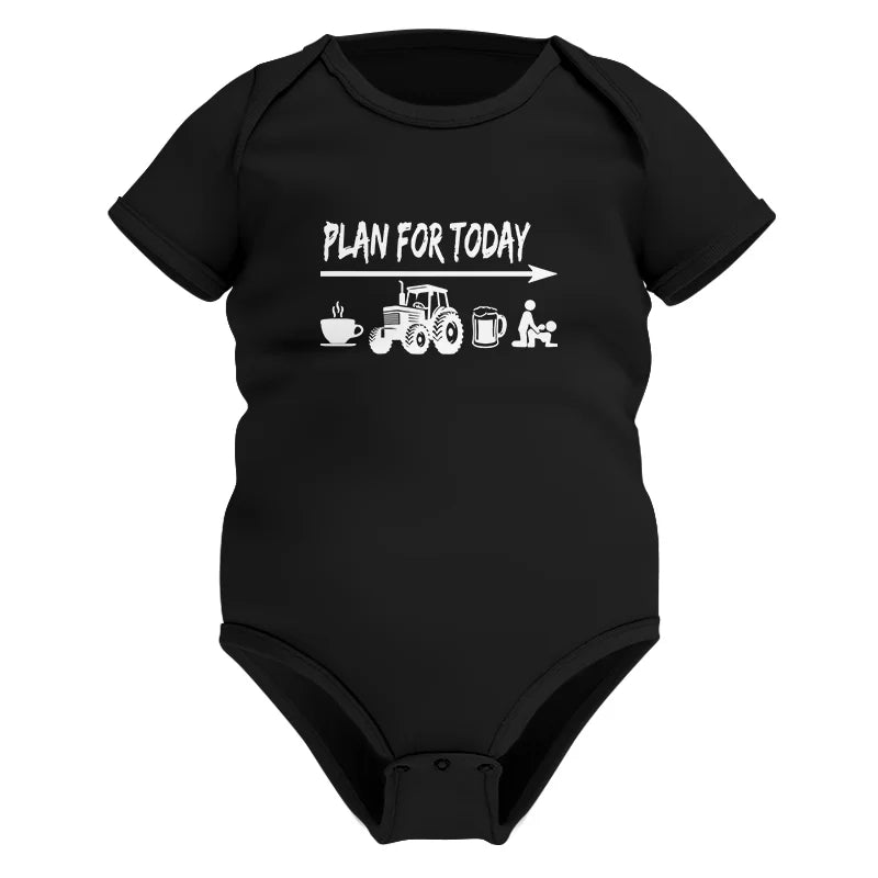 Funny Farmer Plan For Today Coffee Tractor Beer Bed - Infant Fine Jersey Bodysuit