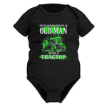 Funny Quote Never Underestimate Old Man Tractor - Infant Fine Jersey Bodysuit