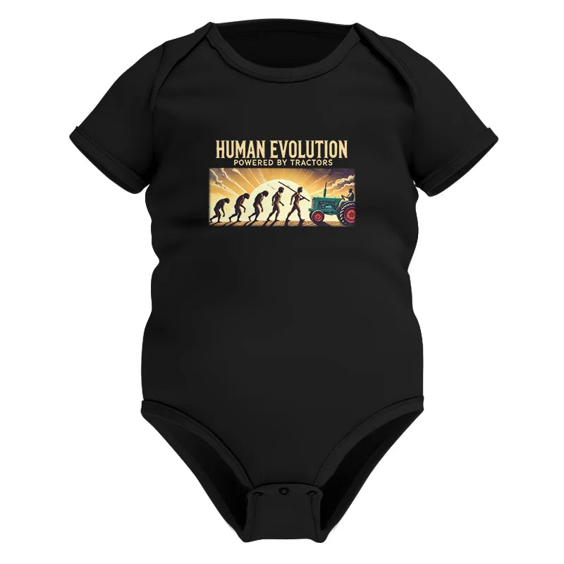 Human Evolution Powered By Tractors - Infant Fine Jersey Bodysuit