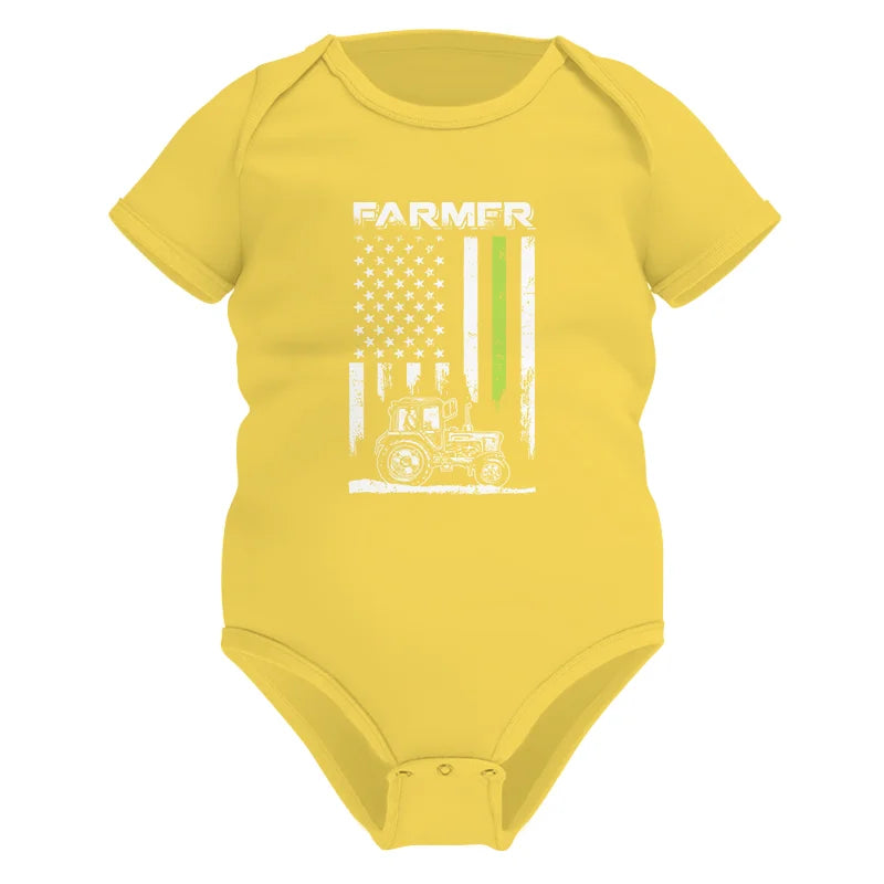 Farmer Tractor Patriotic American Flag - Infant Fine Jersey Bodysuit