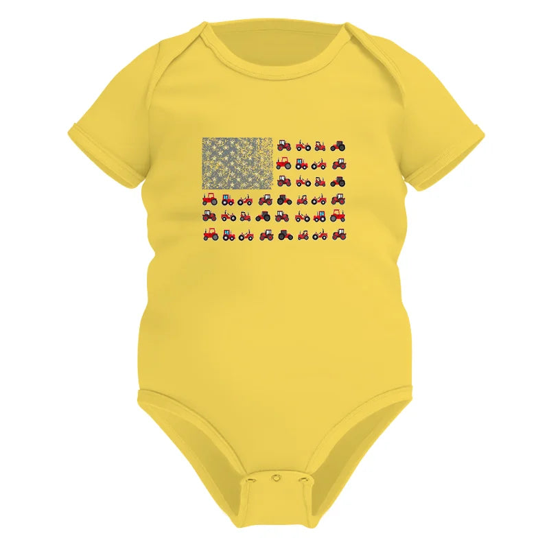 Farming Tractor Vintage Patriotic American Flag - Infant Fine Jersey Bodysuit