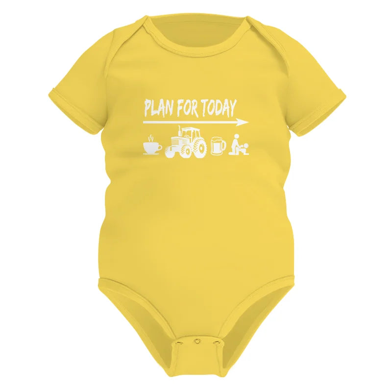 Funny Farmer Plan For Today Coffee Tractor Beer Bed - Infant Fine Jersey Bodysuit