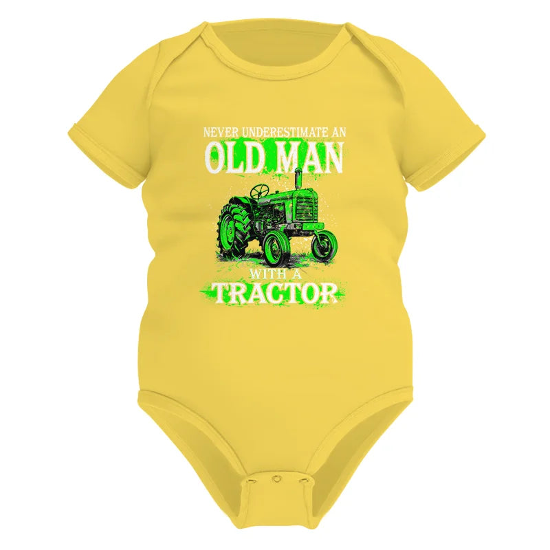 Image of Funny Quote Never Underestimate Old Man Tractor - Infant Fine Jersey Bodysuit