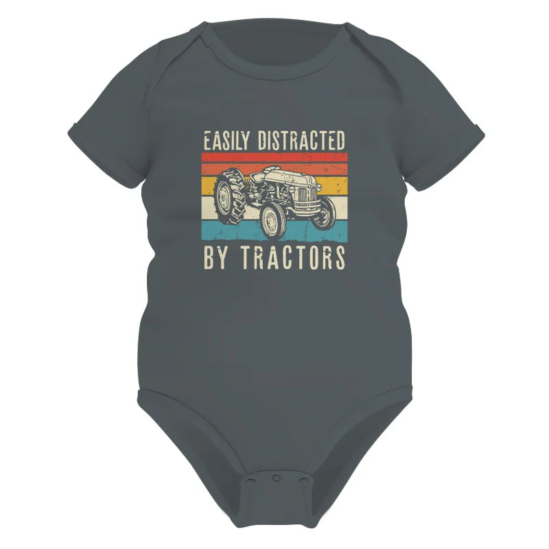 Easily Distracted By Tractors Vintage Design - Infant Fine Jersey Bodysuit