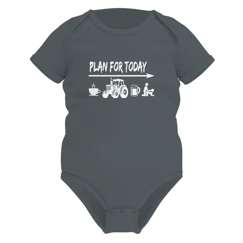 Funny Farmer Plan For Today Coffee Tractor Beer Bed - Infant Fine Jersey Bodysuit