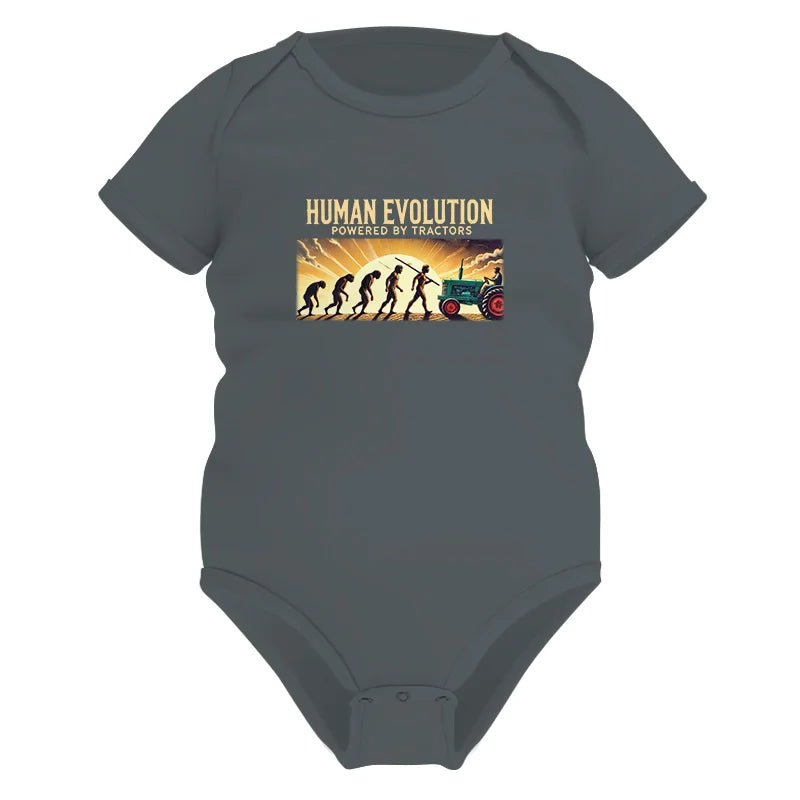 Image of Human Evolution Powered By Tractors - Infant Fine Jersey Bodysuit