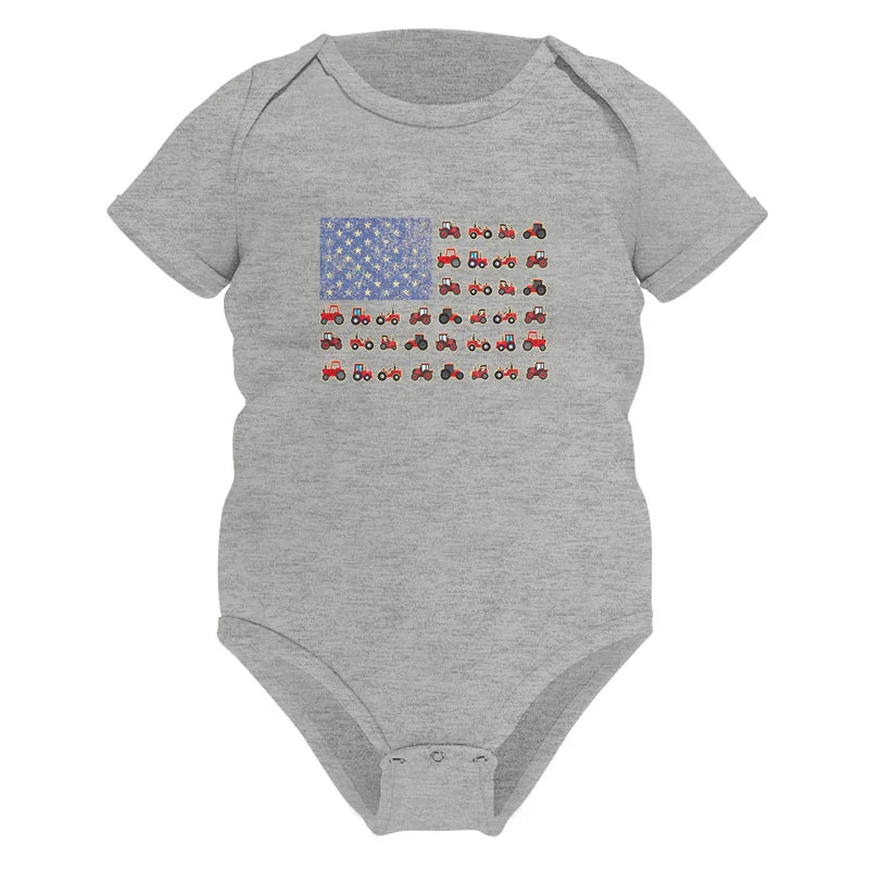 Farming Tractor Vintage Patriotic American Flag - Infant Fine Jersey Bodysuit