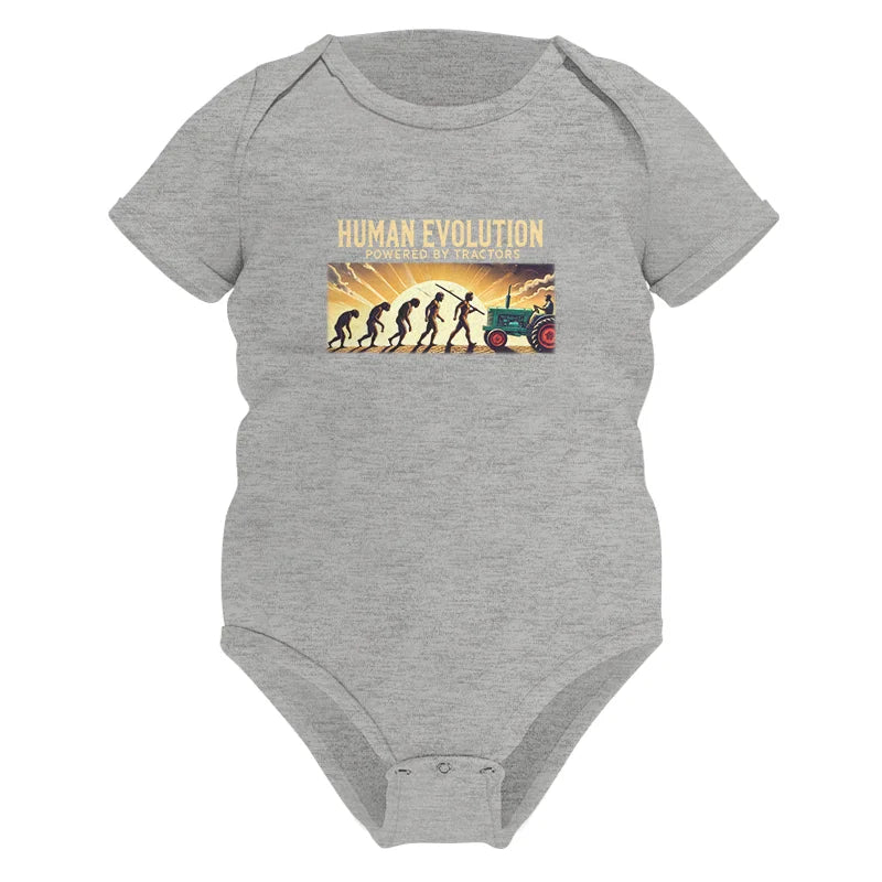 Human Evolution Powered By Tractors - Infant Fine Jersey Bodysuit