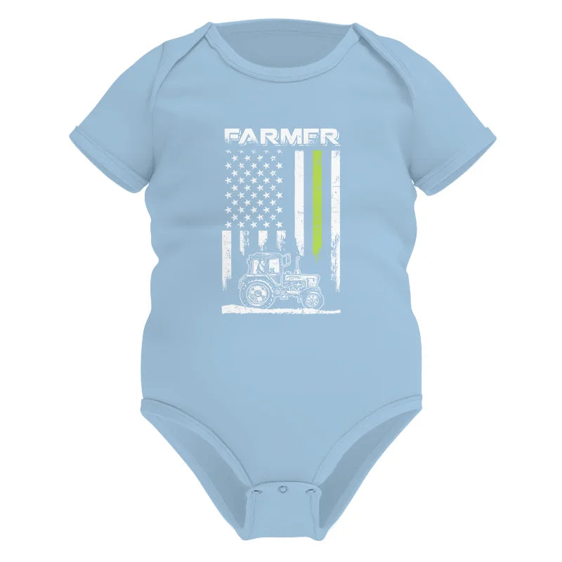 Farmer Tractor Patriotic American Flag - Infant Fine Jersey Bodysuit