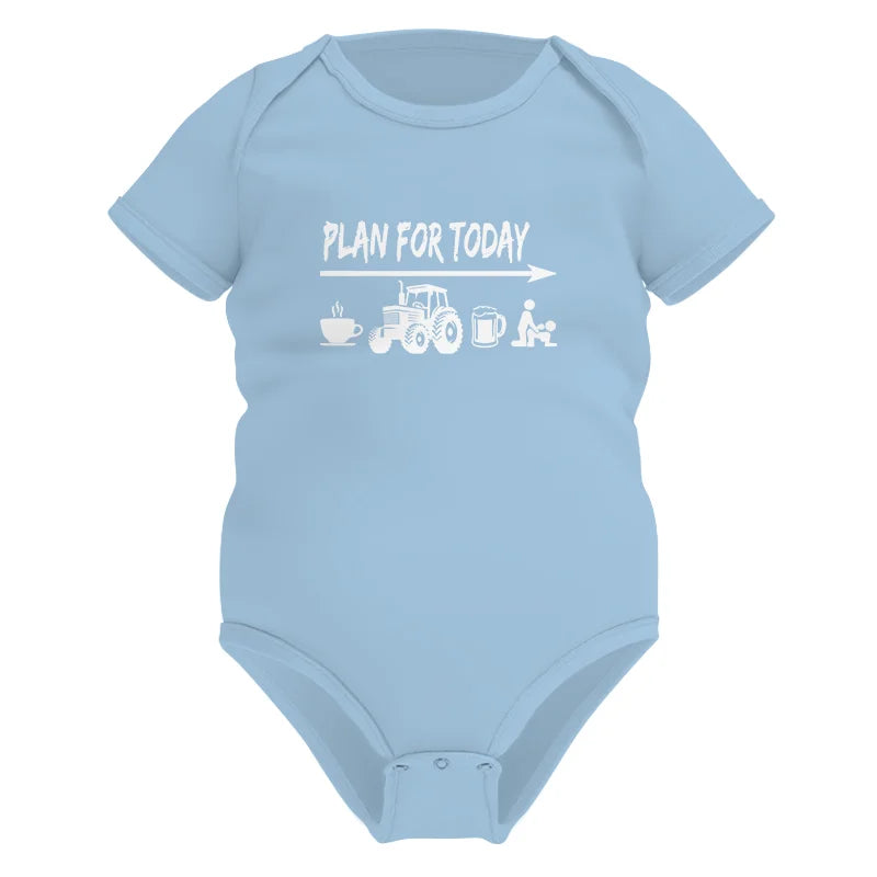 Image of Funny Farmer Plan For Today Coffee Tractor Beer Bed - Infant Fine Jersey Bodysuit