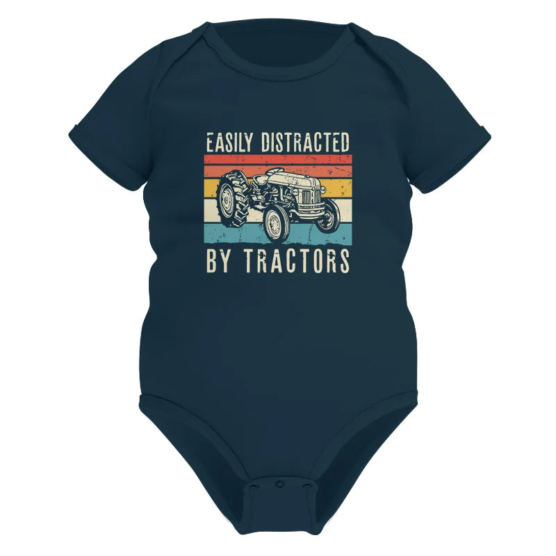 Easily Distracted By Tractors Vintage Design - Infant Fine Jersey Bodysuit