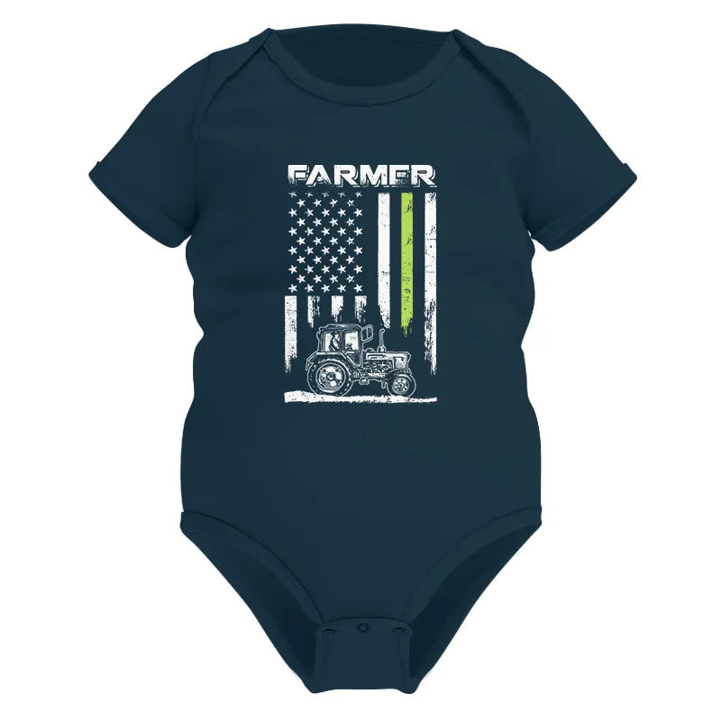 Farmer Tractor Patriotic American Flag - Infant Fine Jersey Bodysuit