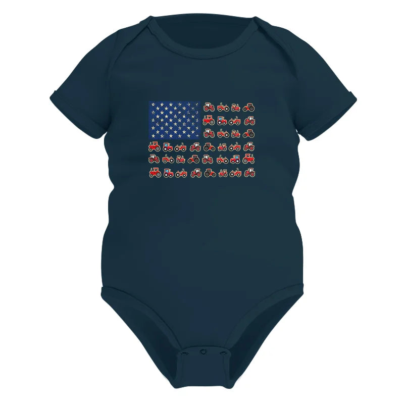 Farming Tractor Vintage Patriotic American Flag - Infant Fine Jersey Bodysuit