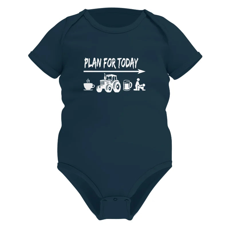 Image of Funny Farmer Plan For Today Coffee Tractor Beer Bed - Infant Fine Jersey Bodysuit