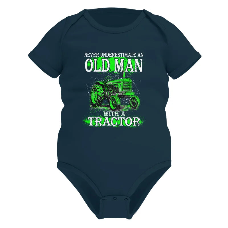 Funny Quote Never Underestimate Old Man Tractor - Infant Fine Jersey Bodysuit