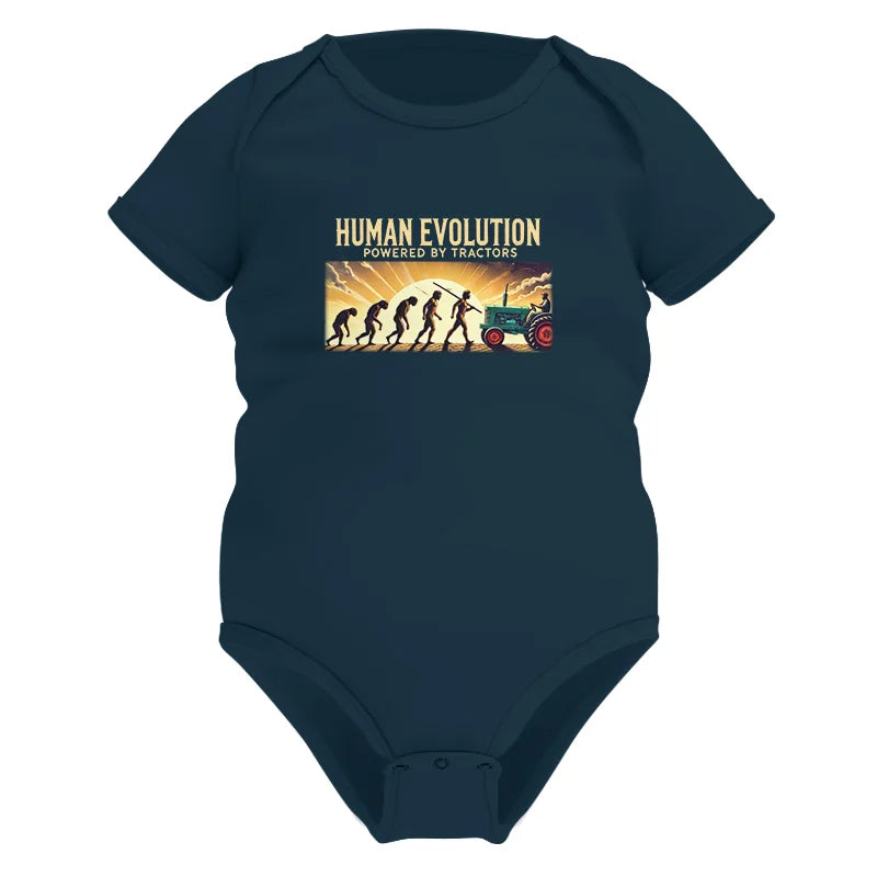 Image of Human Evolution Powered By Tractors - Infant Fine Jersey Bodysuit