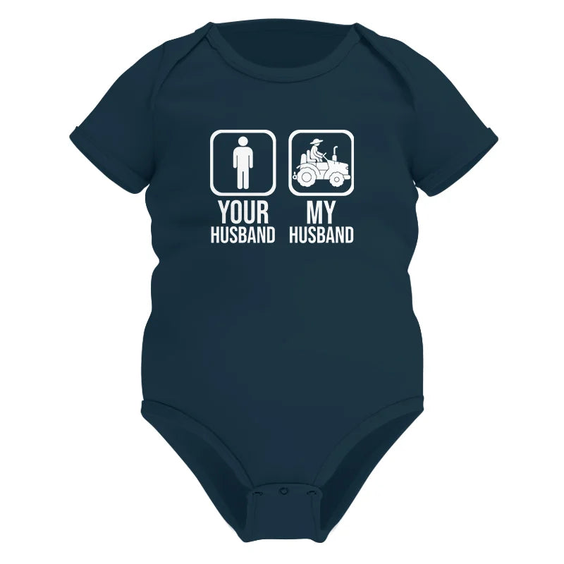 Image of My Husband Is Cooler Than Yours Funny Farm Tractor 1 - Infant Fine Jersey Bodysuit