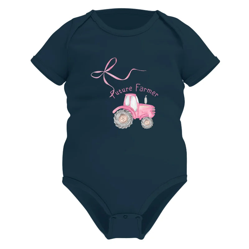 Pink Bow Cute Tractor - Infant Fine Jersey Bodysuit