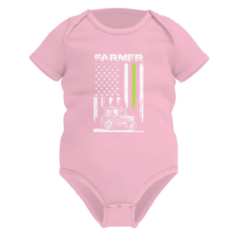 Image of Farmer Tractor Patriotic American Flag - Infant Fine Jersey Bodysuit