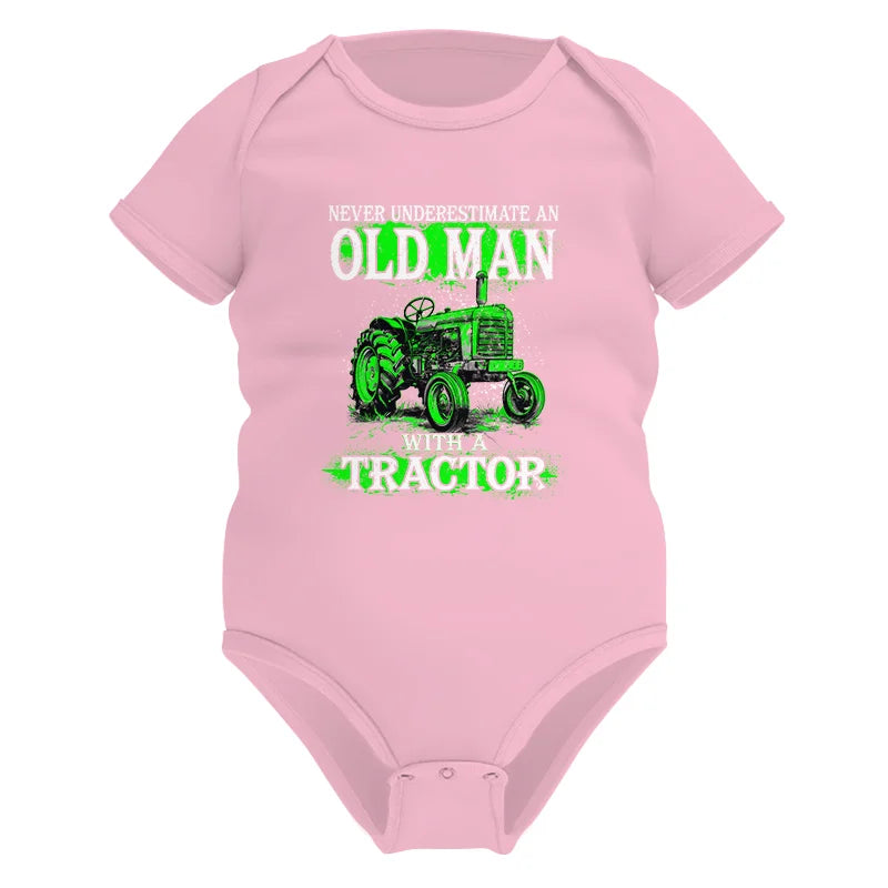 Funny Quote Never Underestimate Old Man Tractor - Infant Fine Jersey Bodysuit