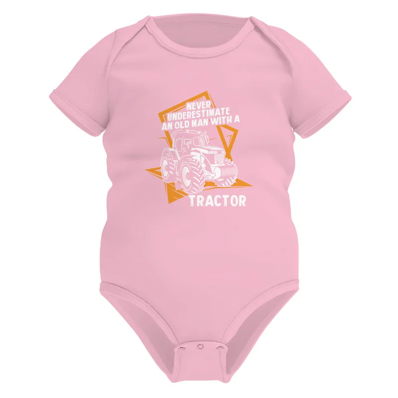 Image of Never Underestimate An Old Man With A Tractor Farming Dad - Infant Fine Jersey Bodysuit