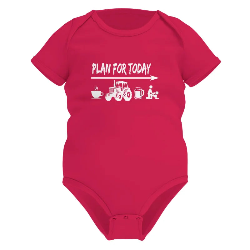 Image of Funny Farmer Plan For Today Coffee Tractor Beer Bed - Infant Fine Jersey Bodysuit