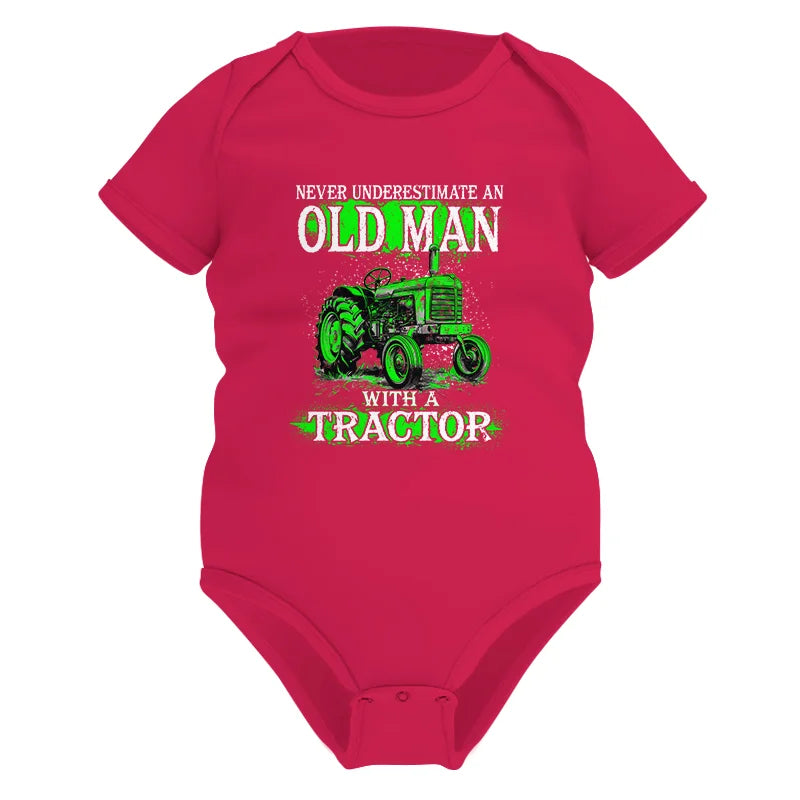 Funny Quote Never Underestimate Old Man Tractor - Infant Fine Jersey Bodysuit