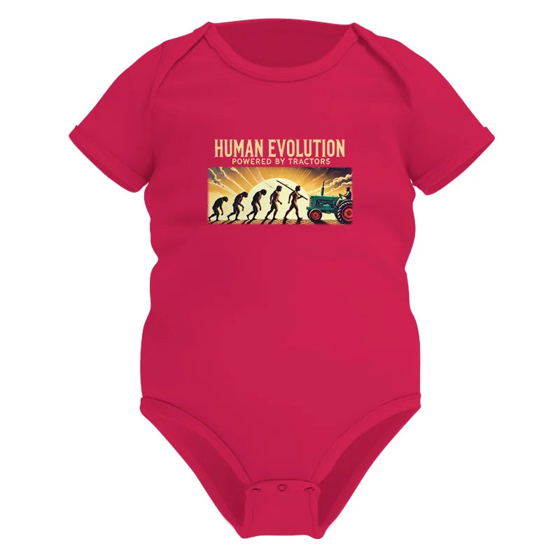 Human Evolution Powered By Tractors - Infant Fine Jersey Bodysuit