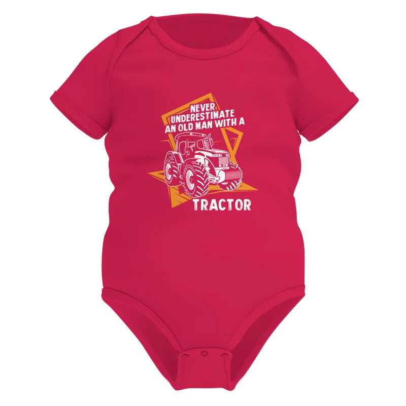 Never Underestimate An Old Man With A Tractor Farming Dad - Infant Fine Jersey Bodysuit