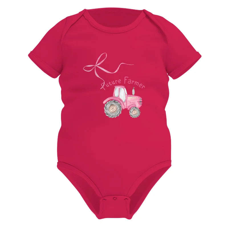 Pink Bow Cute Tractor - Infant Fine Jersey Bodysuit