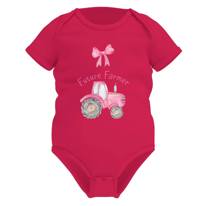 Pink Tractor For Future Farmer - Infant Fine Jersey Bodysuit