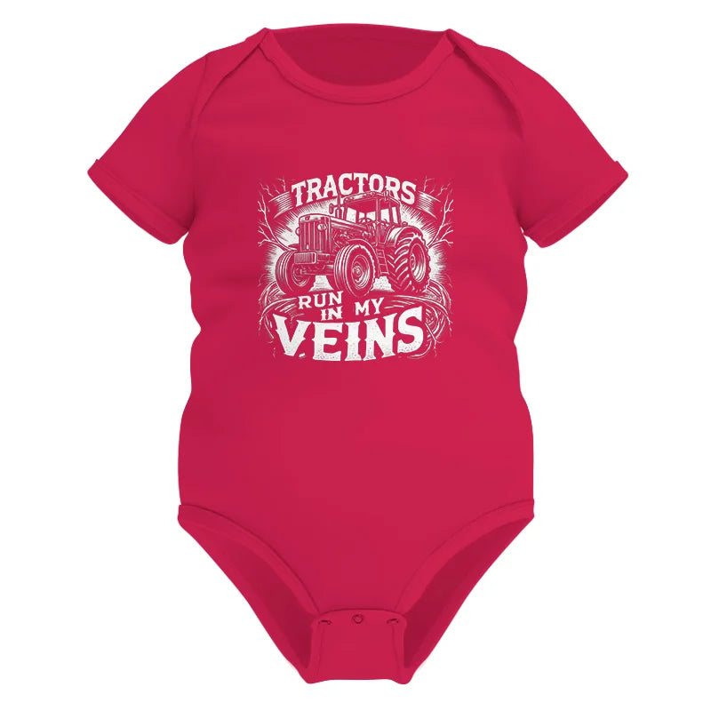 Image of Tractors Run In My Veins - Infant Fine Jersey Bodysuit