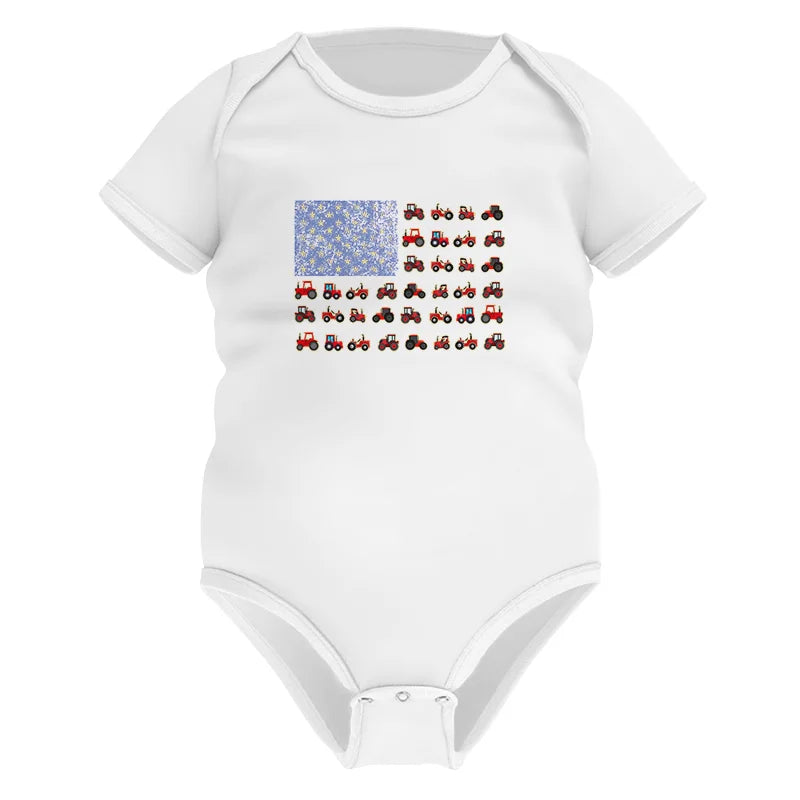 Farming Tractor Vintage Patriotic American Flag - Infant Fine Jersey Bodysuit