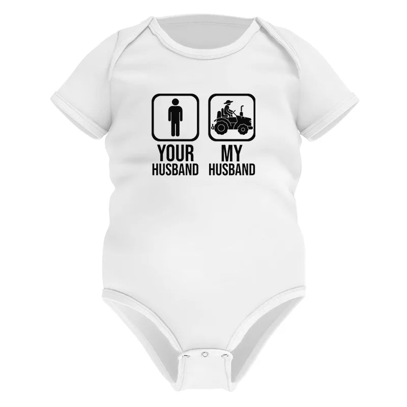 Image of My Husband Is Cooler Than Yours Funny Farm Tractor 2 - Infant Fine Jersey Bodysuit