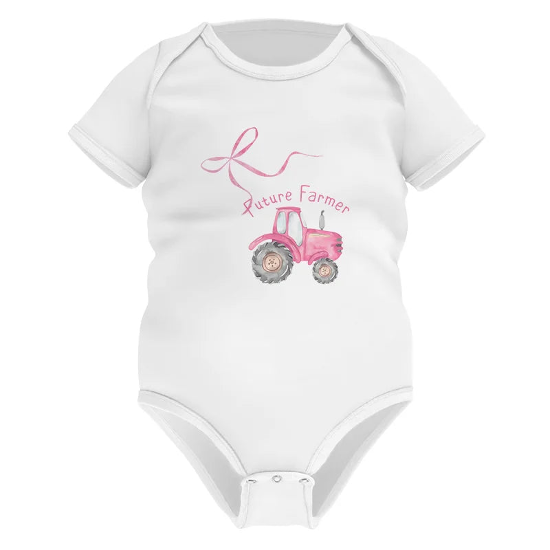 Image of Pink Bow Cute Tractor - Infant Fine Jersey Bodysuit