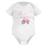 Pink Bow Cute Tractor - Infant Fine Jersey Bodysuit