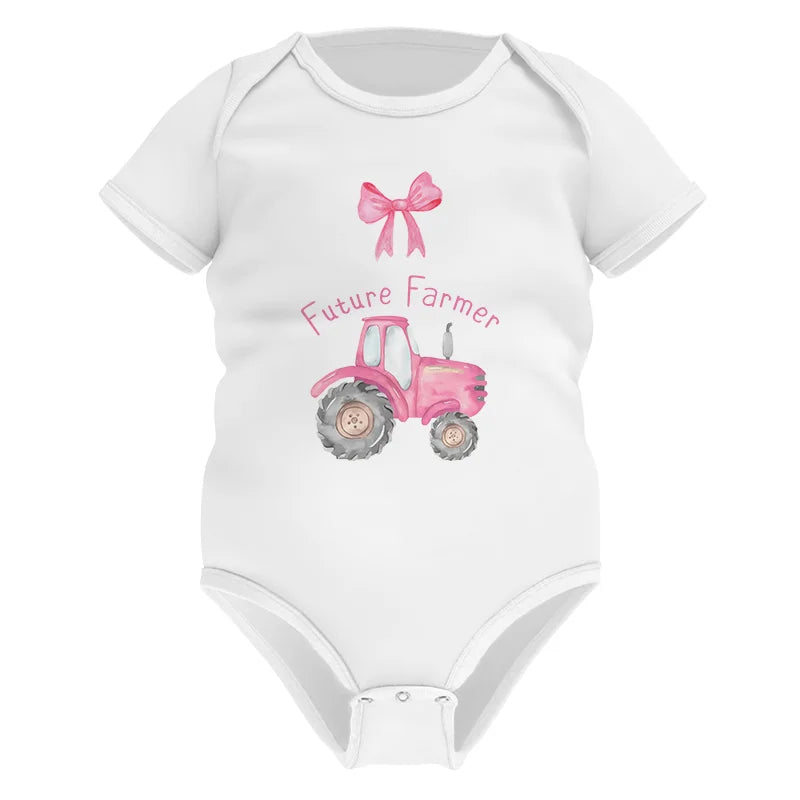 Image of Pink Tractor For Future Farmer - Infant Fine Jersey Bodysuit