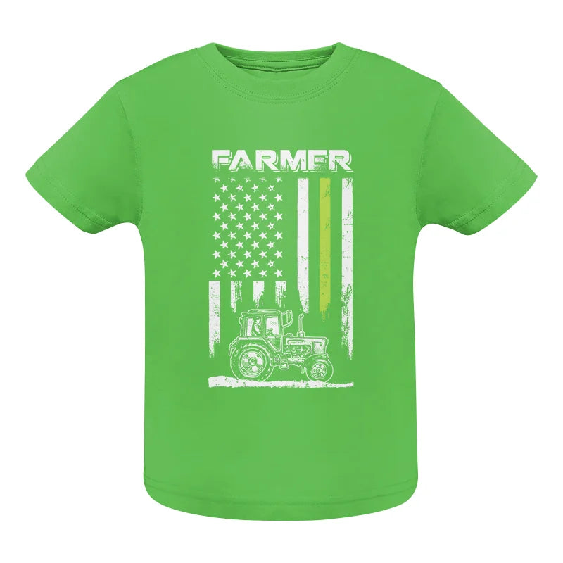 Farmer Tractor Patriotic American Flag - Infant Fine Jersey Tee