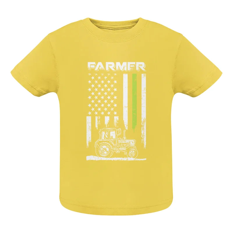 Image of Farmer Tractor Patriotic American Flag - Infant Fine Jersey Tee