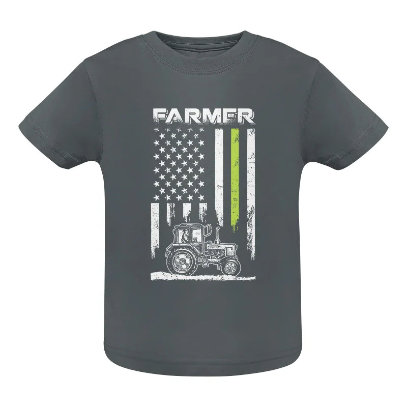 Image of Farmer Tractor Patriotic American Flag - Infant Fine Jersey Tee