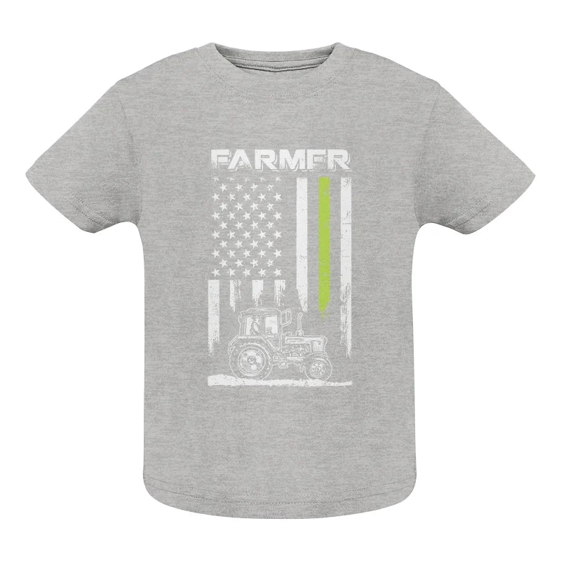 Image of Farmer Tractor Patriotic American Flag - Infant Fine Jersey Tee