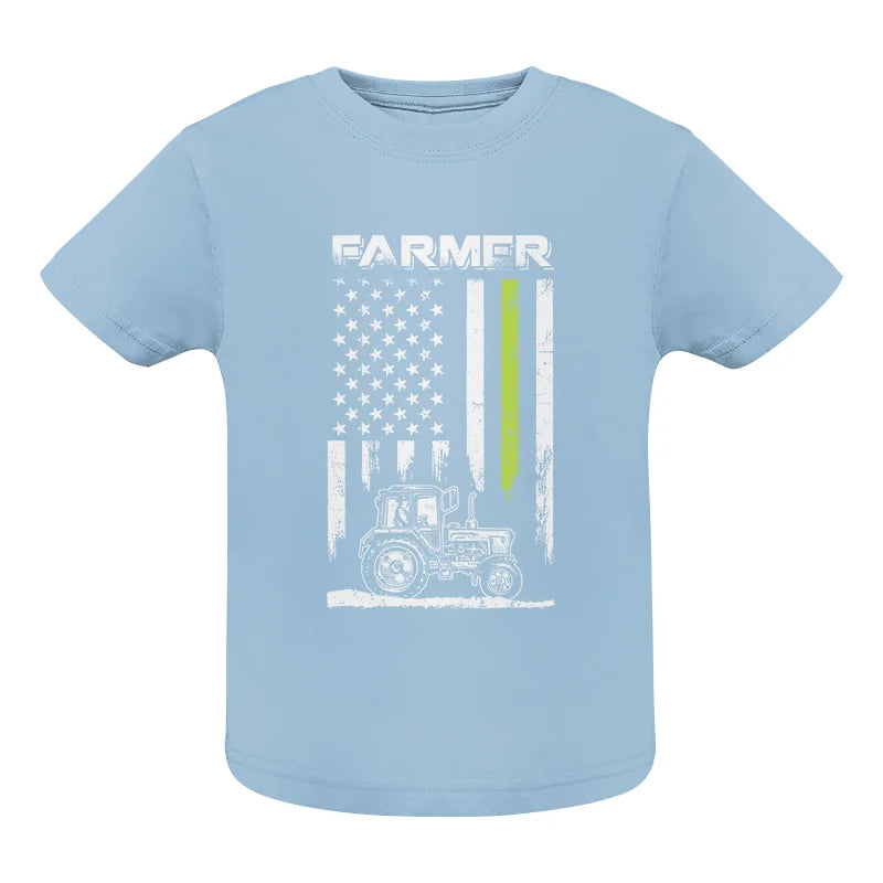 Farmer Tractor Patriotic American Flag - Infant Fine Jersey Tee