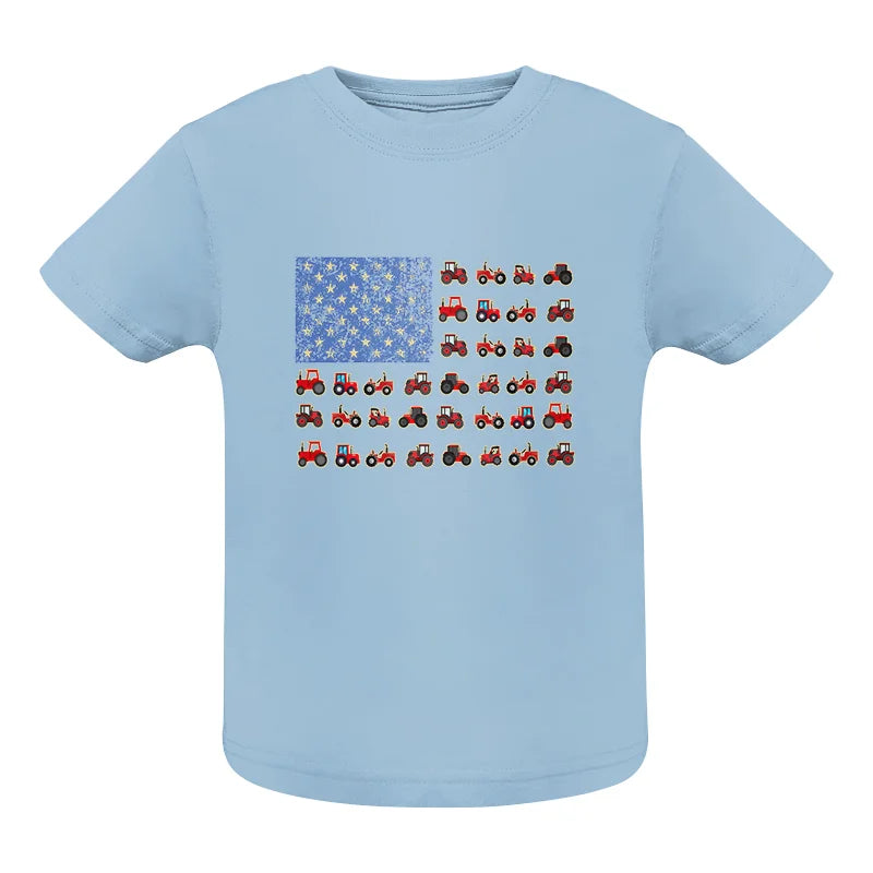 Farming Tractor Vintage Patriotic American Flag - Infant Fine Jersey Tee