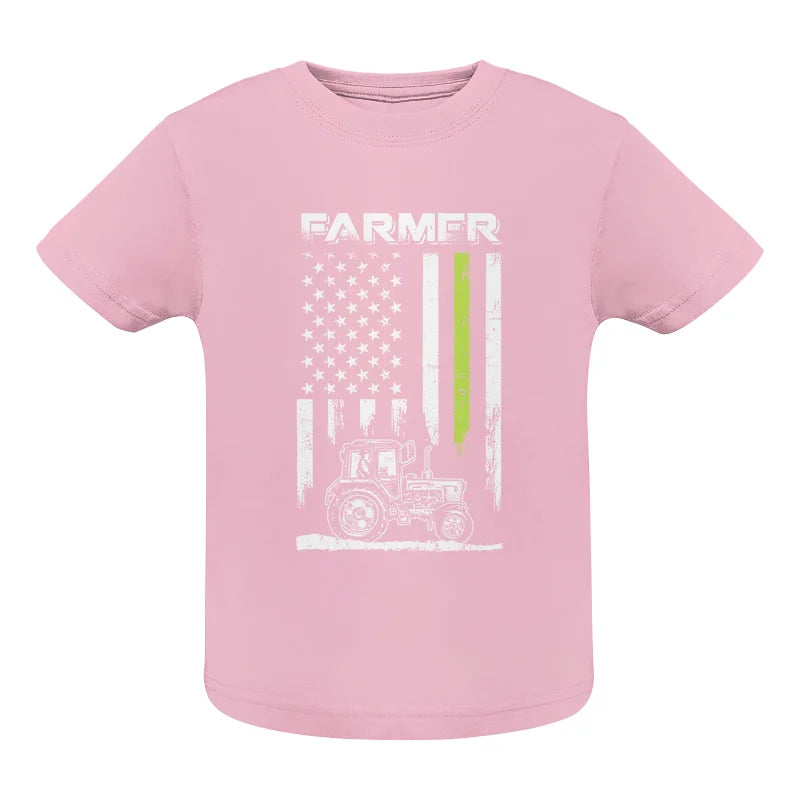 Farmer Tractor Patriotic American Flag - Infant Fine Jersey Tee